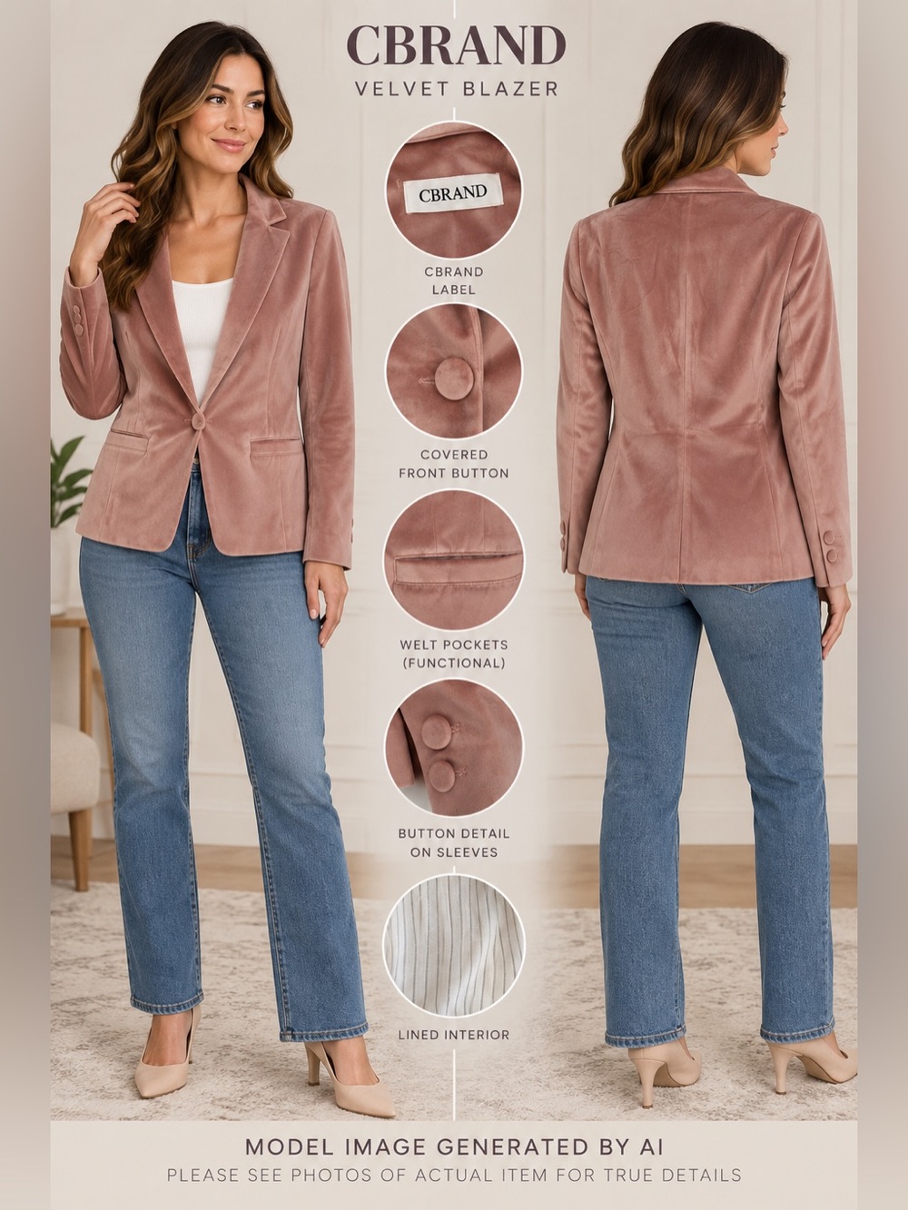 CBRAND Velvet Blazer Large Tailored Luxe Academia Quiet Luxury Statement Jacket